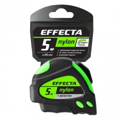 Рулетка Effecta Fort  5м/25 мм, магнит, автостоп, лента -2стор шкала- нейлон