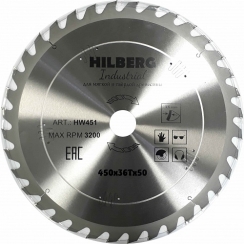 Диск пильный Hilberg Industrial Дерево 450x36Т*50мм