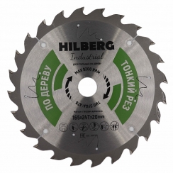 Диск пильный Hilberg Industrial Дерево Тонкий Рез 165x1,6x24Т*20мм